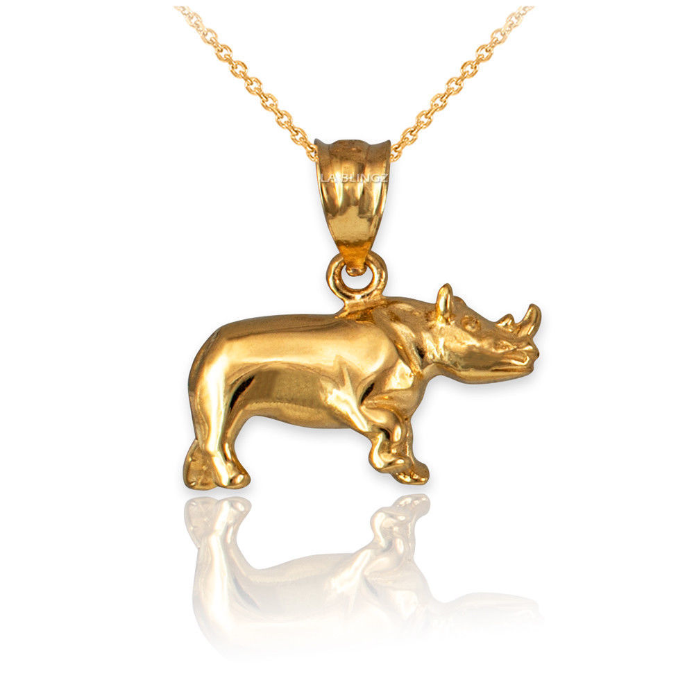 LA BLINGZ 10K Yellow Gold Eye of Providence Illuminati Charm Necklace