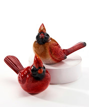 Red Cardinal Figurines 5.9" Long Set of 2 Poly Stone Glossy Table Shelf Decor