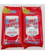 Travel Pack 80 ea Wet Wipes - Hand Moisturizing Antibacterial Towelettes x2 - $9.99