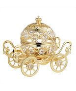 CRYSTAL ELEMENTS STUDDED GRAND PUMPKIN COACH CARRIAGE 24K GOLD PLATED #C... - $175.17