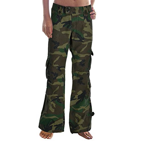 Molecule Women's Himalayan Hipsters Low Rise Flared Camouflage Cargo ...