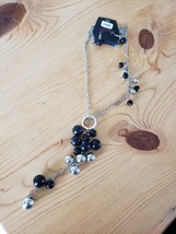 1155 Silver W/ Black Beads Necklace Set (New) - $8.58