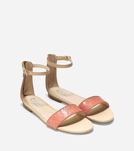 COLE HAAN Genevieve Flat Ankle Strap Coral Sandals  8 M New $170  - $39.55