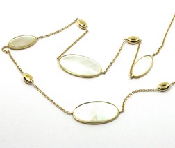 18K YELLOW GOLD NECKLACE, OVAL MOTHER OF PEARL ALTERNATE OVALS, 17.3", 44cm image 2