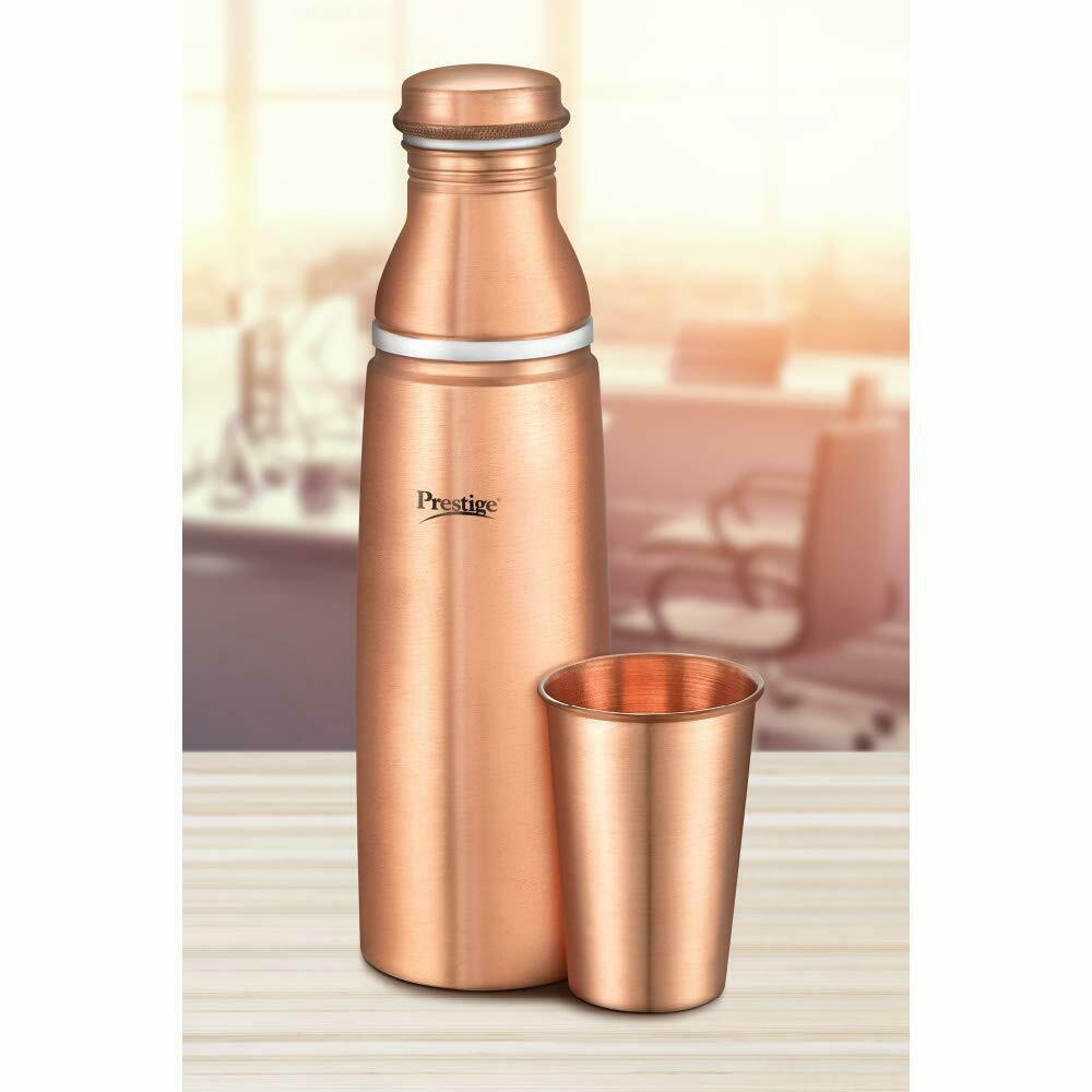 Prestige Copper Bottle with Tumbler1000 ml, Easy to Carry