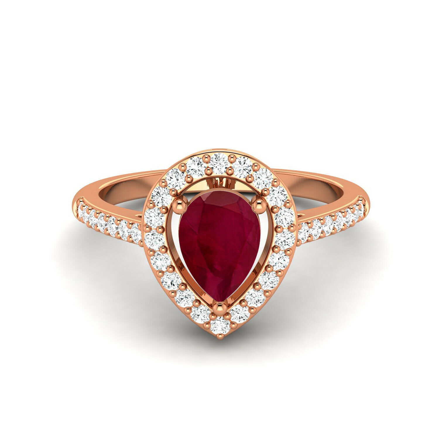 1.43 Ctw Pear Ruby 9K Rose Gold Solitaire Women Ring