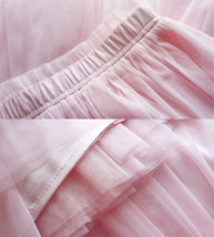LIGHT PINK Full Length Tulle Skirt Plus Size High Waist Pink Tulle Skirt image 7