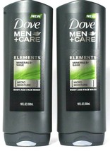 2 Dove 18 Oz Men Care Elements Minerals & Sage Micro Moisture Body & Face Wash