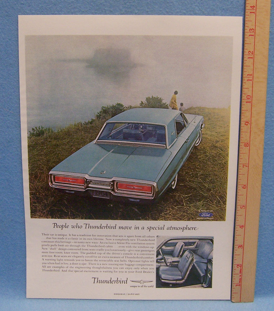 Vintage Holiday Magazine Ad for Ford Motor Thunderbird Unique in All the World - $5.63