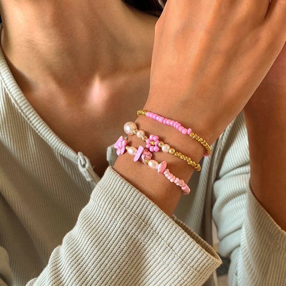 Trend Y2k Jewelry Bohemian Ethnic Beaded Bracelets Set For Women Fashion Letters