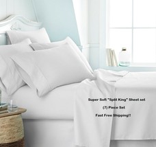 (7) Piece Split King Size Ultra Soft Deep Pocket Bed Sheet Set in Many Colors! image 1