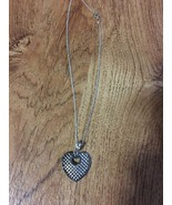 Sterling Silver Diamond Lattice Heart Necklace--Black and Silver - $39.99