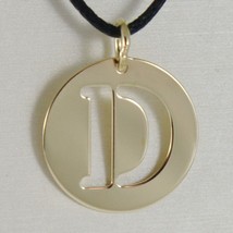 18K YELLOW GOLD LUSTER ROUND MEDAL WITH A LETTER D MADE IN ITALY DIAMETER 0.5 IN image 2