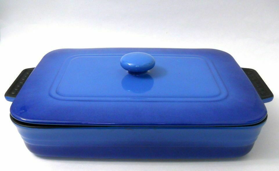 Parini Blue 9" x 12" Flameproof Rectangular Baking Dish Non