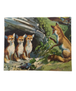 Sifo Tray Puzzle Fox Den Wild Animal Mother Baby Foxes Nature 1952 Vinta... - $14.99