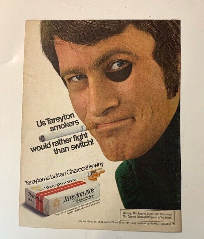 Vintage Ad Print Tareyton 100s Cigarettes 1973 13 X 95 1970 79