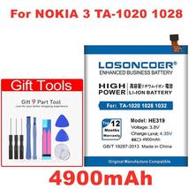 LOSONCOER 4900mAh HE319 Battery for Nokia 3 TA-1020 1028 1032 1038 Battery - $21.42