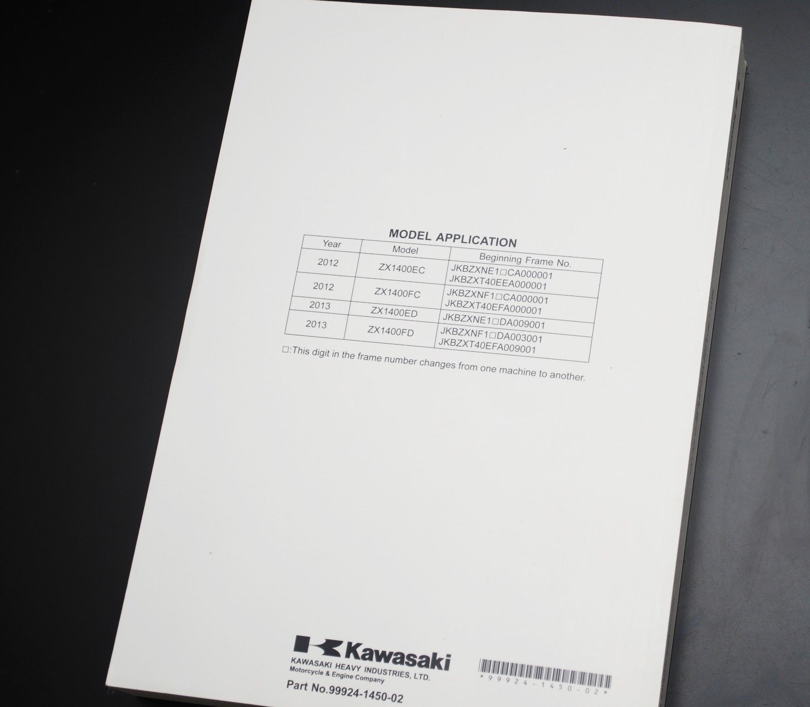 Kawasaki Ninja ZX-14R 2012-2013 Motorcycle Service Manual ZZR 1400 ABS