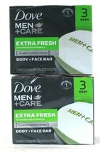 2 Packs Dove 9.51 Oz Men Care Extra Fresh Invigorating 3 Count Body & Face Bar