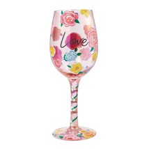 Love Lolita Wine Glass Pink Floral 15 oz 9" High Boxed Collectible #6009227