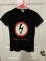 Bay Island Women&#39;s Short Sleeve Slim Fit Black Marilyn Manson Graphic T-... - $15.83