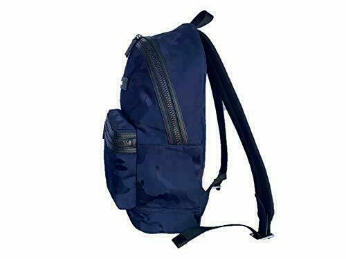 NWB Michael Kors Kent Indigo Nylon Large Backpack Camo Navy 37S0LKNB2U Dust Bag