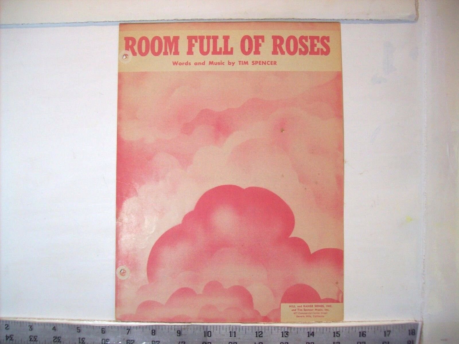 Room Full of Roses vintage sheet music by Tim Spencer 1949 Contemporary