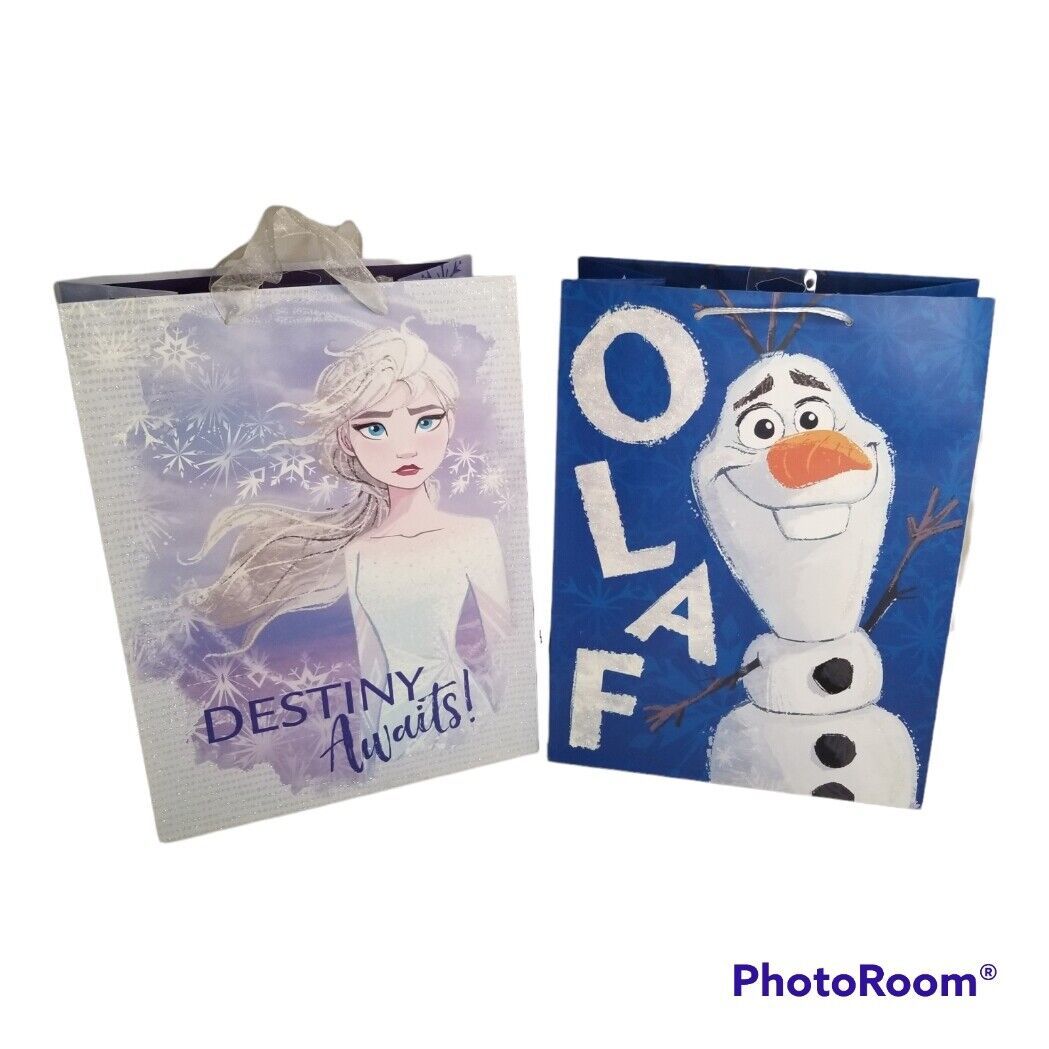 American Greetings Gift Bag Frozen Elsa Anna Olaf Medium 1 Bag 13" Glitter - $10.34