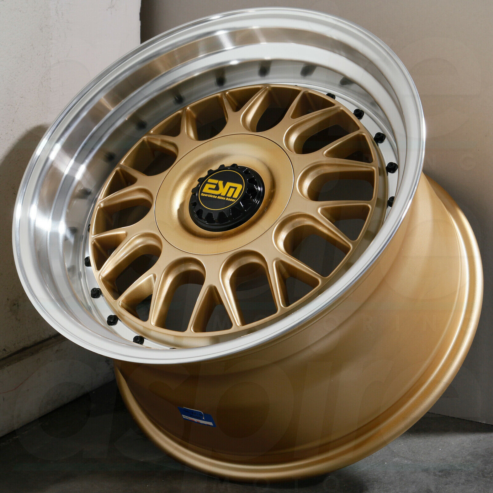 17x10 ESM 004M 4x100/4x114.3 15 Gold Machine Lip Wheels Rims Set(4 ...