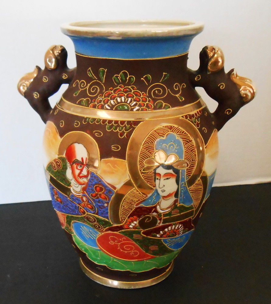 Vintage Satsuma Vase With Foo Dog Handles And 50 Similar Items