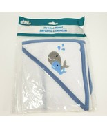 New angel of mine hooded towel baby child white and blue whales 100% - $26.75