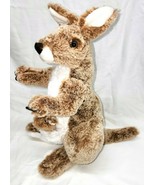 Kangaroo Fiesta Plush with Baby 14&quot; Stuffed Animal Toy Brown Tan w/ Whit... - $12.86