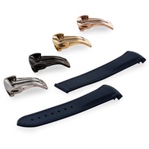 19mm 20mm 21mm 22mm Navy Rubber Silicone Strap Curved End For Omega Watches - $29.99+