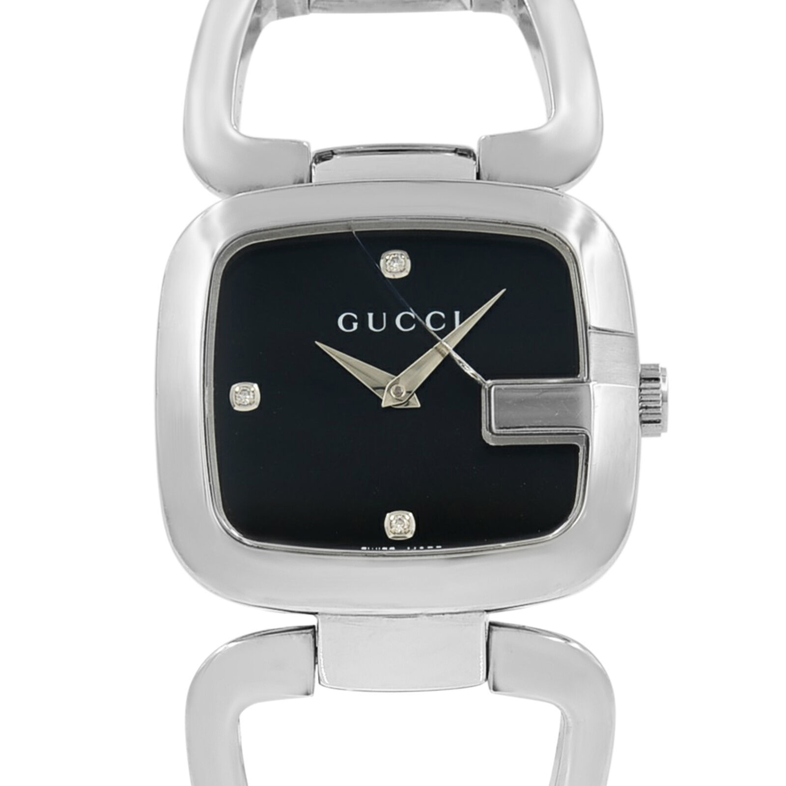 Gucci 125 Diamant Cadran Noir Acier Inoxydable Femmes Montre Quartz YA125406 - Wristwatches