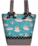 Angels Diaper Bag Tote Turquoise Black Clouds Moon Angel Made in USA - $75.00