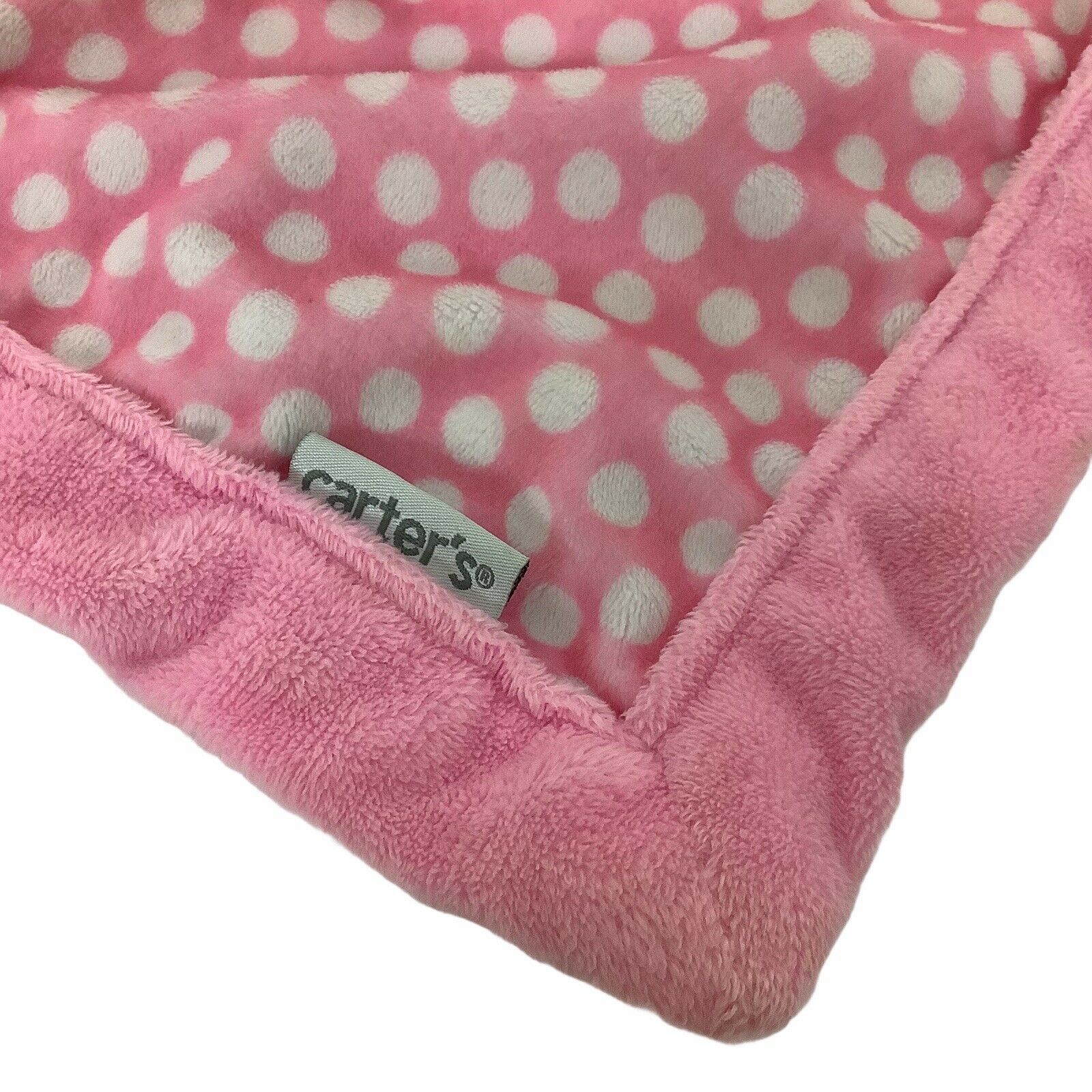 carter's pink and white polka dot blanket