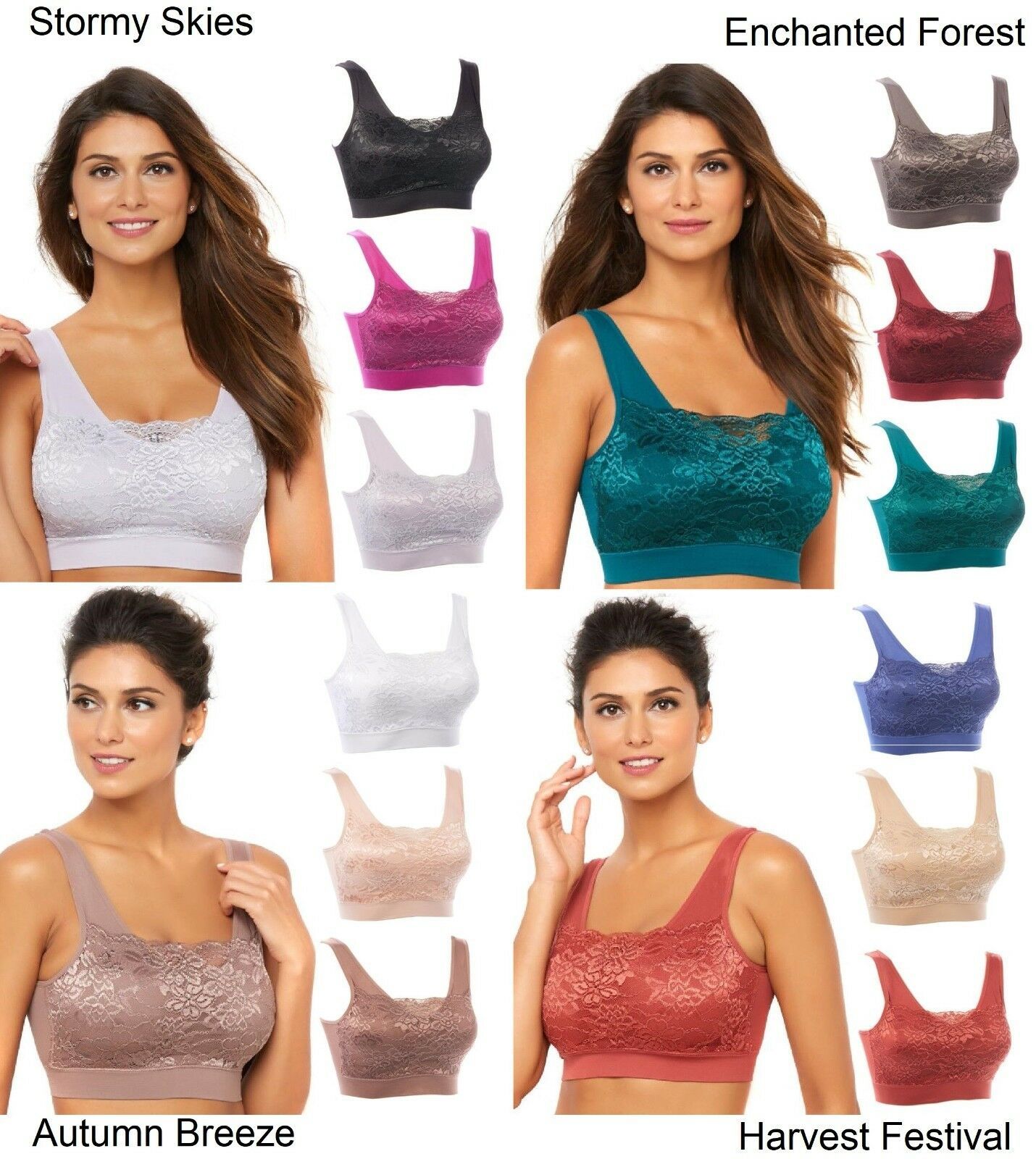 Rhonda Shear Lace Overlay 3pack Bra with Removable Pads (HSN 557604