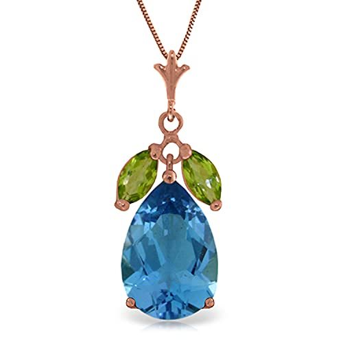 Galaxy Gold GG 14k 20 Solid Rose Gold Necklace with Natural Blue Topaz and Natu