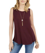 NWT Women&#39;s Style &amp; Co Sleeveless Swing-Fit Tank Top in Burgundy Sz Small - $10.88