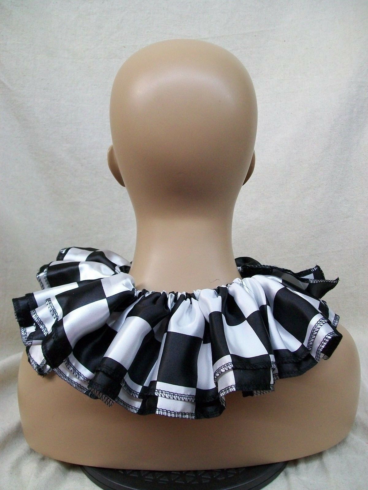 Black White Checkered Ruffle Clown Collar Harlequin Jester Joker Mime ...