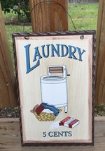 Primitive Decor wd653  Laundry 5 cents  Wood Plaque  - $6.95