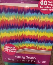 40ft Tye Dye 60's "Feeling Groovy" Peace Party Scene Setter Room Roll Decoration - $9.74