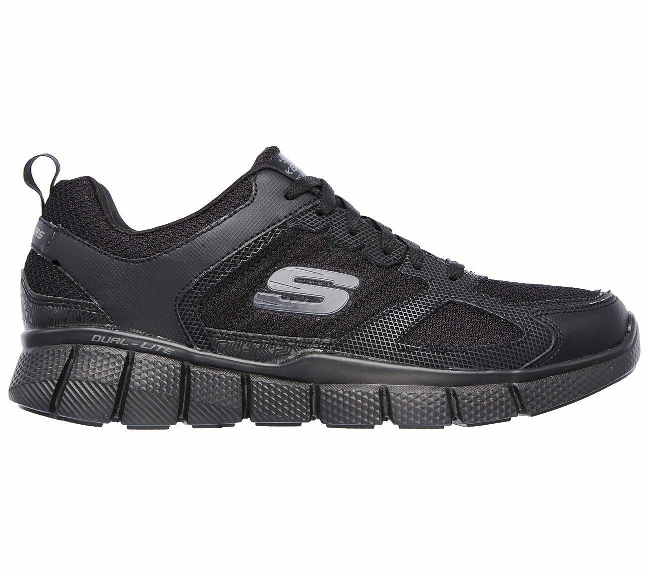 Skechers Black Shoe Men Memory Foam Leather Mesh Sport Cross Train ...