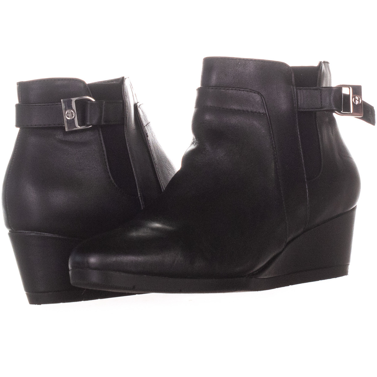 Giani Bernini 54 Wedge Ankle Boots 008, BlackLeather, 6 US - Boots
