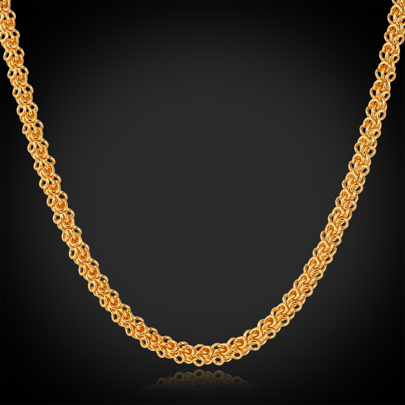 Necklaces 18K Real Gold Plated Twisted Gift Classic 55CM 22 I N433