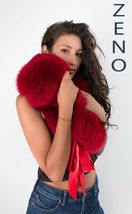 Fox Fur Collar 43' (110cm) Saga Furs Dark Red Scarf Stole Detachable Ribbon image 5