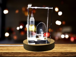 LED Base included | London Landmarks 3D Engraved Crystal Collectible Souvenir - $40.49 - $323.99