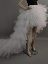 White High Low Layered Tutu Skirt Hi-lo Multi Layered Bridal Wedding Maxi Skirt  image 1