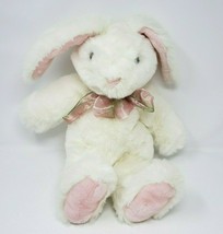 18 "vintage 1989 dakin white & pink bunny rabbit with bow stuffed animal - $45.45