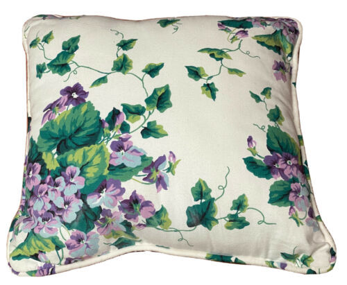 Primary image for Waverly GARDEN ROOM Sweet Violets SQUARE Throw Pillow ~16” Green PURPLE Floral